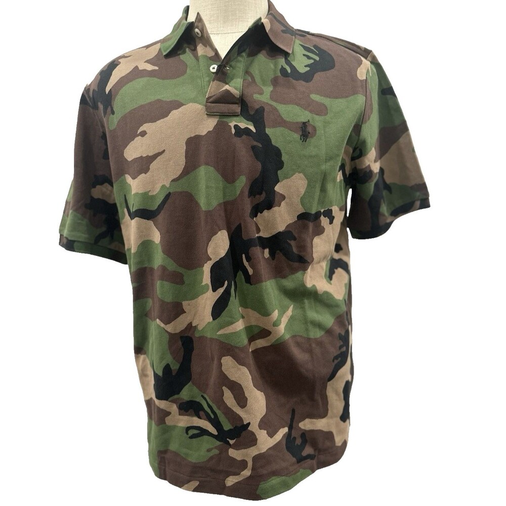 Polo Ralph Lauren Camo Print Green Brown Camouflage Shirt PRL Men’s L